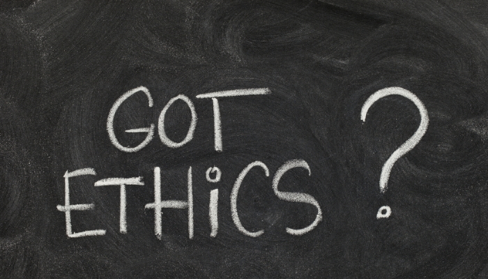 Blackboard with the word "Got Ethics" written on it.